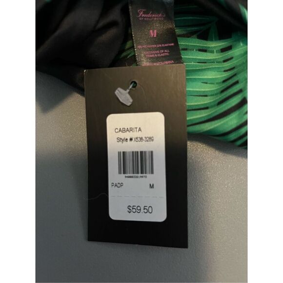 Frederick’s of Hollywood Cabarita One Piece Black Tropical Swimsuit M New - Picture 4 of 5